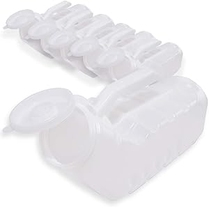 Wonder Sky Urinal Bottle for Men – 1000mL Pack of 6 – Spill Proof Men’s Urinal with Odor-Shield Lid - Portable Plastic Pee Bottle Container for Car, Travel, Elderly and Incontinence