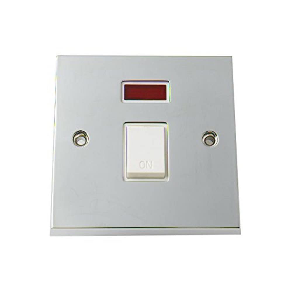 Merriway BH03543 20amp 1-Gang Double Switch Pole With Neon - Chrome