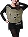 Allegra K Women Batwing Sleeve Cartoon Cat Pattern Loose Tunic Shirt XL Black