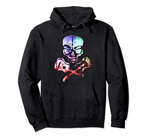 Skull Electric Classical Guitar Rainbow Silhouette Hoodie