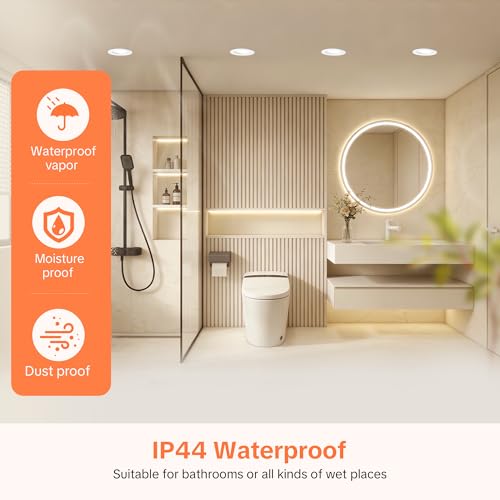 Aulaiyi LED Downlight Recessed Ceiling Dimmable 230V, 5W 500LM LED Spotlights Interior Rotable Ceiling Warm White Neutral White Cool White, IP44 Extra Flat Portholes, Cut 68-80mm, White 10 Pack