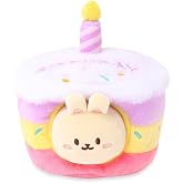 Anirollz Bunniroll Birthday Cake Outfitz Mini Plush 4in | Bunniroll 4 inch mini plush dressed in a removable birthday cake costume for a sweet, celebratory character theme overall