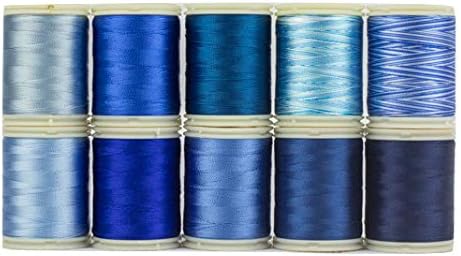 WonderFil, Specialty Threads, Splendor, 2-Ply Rayon Versatile Thread, 40wt, Blue - Set of 10