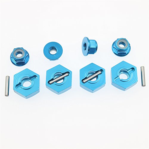 HobbyPark 12mm Aluminum Wheel Hex Drive Hub Adaptor (4P) & M4 Locknut (4P) RC Model Car Parts Blue