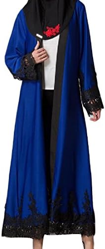 DressU Women's Muslim Long Sleeve Vogue Fit Abaya Party Dress Blue L