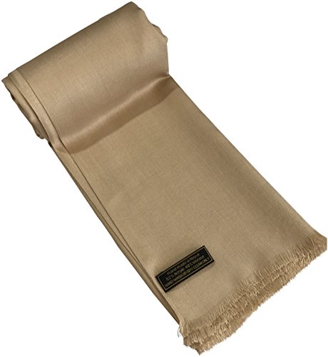 CJ Apparel Nude Solid Color Design Nepalese Fringe Shawl Pashmina Scarf Seconds NEW