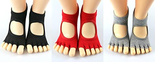Yoga Socks - Non Slip Skid Toeless Socks for Pilates, Ballet, Studio, Workout (3 pairs socks)