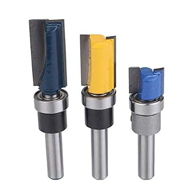 AtFipan 3pcs 14 Inch Shank Top Bearing Flush Trim Pattern Router Bit Set 12 Inch Milling Cutter
