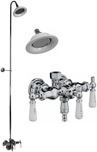 Down Spout Add-a-shower with Three Support System Curtain Rod with Down Filler Spout