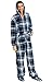 Alexander Del Rossa Mens Fleece Onesie, Hooded Footed Jumpsuit Pajamas, Large Blue and White Plaid (A0320P27LG)