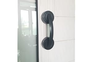 WANLIAN-Powerful Suction Cup Glass Mirror Door Handle, Refrigerator Drawer Bathroom Suction Cup Wall handrail, Bathtub Shower Handle Kitchen Drawer Cabinet Handle (Black Large)
