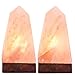 Crystal Allies Gallery: CA SLS-OBEL-14cm-2pc Natural Pyramid Obelisk Himalayan Salt Lamp on Wood Base with Cord, Light Bulb & Authentic Crystal Allies Info Card