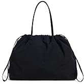 CATSEA Solid Color Tote Bag Nylon Shoulder Bags For Women Large Handbag Soft Slouchy Drawstring Purse For Work Travel