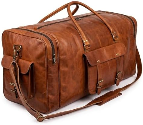 Amazon.com | Large duffel bags for men holdall leather travel bag