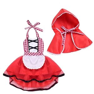 Nsdoiouw Baby Girl Little Red Riding Hood Halloween Costume Cosplay Outfit Cloak 2Pc