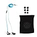 GOgroove Blue In-Ear Earbud Headphones with Hands-Free Calling Microphone, Tangle Free Cord and Noise Isolation - In Line Controls for Music & Calls & 4 sets of Gel Ears for Custom Comfort