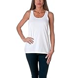 Sofra Women's Loose Fit Tank Top Relaxed Flowy White Large