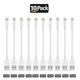 Short Lighting Cable,FEEL2NICE 10 Pack 7-Inch iPhone Cord Data Sync USB Portable Fast Charger for iPhone X XS Max XR / 8/8 Plus / 7/7 Plus / 6/6 Plus / 5S / iPad/iPod, White