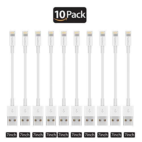 Short Lighting Cable,FEEL2NICE 10 Pack 7-Inch iPhone Cord Data Sync USB Portable Fast Charger for iPhone X XS Max XR / 8/8 Plus / 7/7 Plus / 6/6 Plus / 5S / iPad/iPod, White