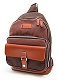 Sling Backpack Messenger Bag Crossbody Sling Bags Real Brown Leather Canvas