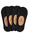 VERO MONTE 4 Pairs Women Middle Profile No Show Socks (8-10, Black) 45042