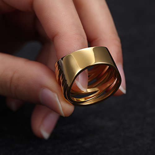 CIUNOFOR 13.7MM Cross Ring for Women Statement Engagement Enhancers Ring Engraving Customized Personalized (B:Cross Gold Rings, 9.5) - Thumbnail 2