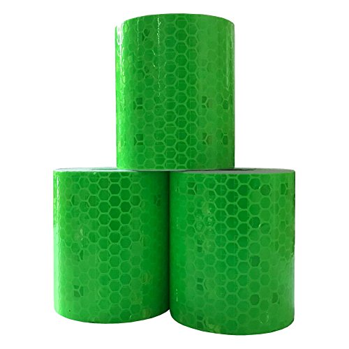 Viewm Reflective Tape 3 Rolls Safety Warning Tapes 2 inch × 3.28 yard (Green)