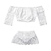 Newborn Baby Girls Off Shoulder Lace Tops Shorts Dress 2Pcs Party Outfit Set Clothes (18-24 Months, White)