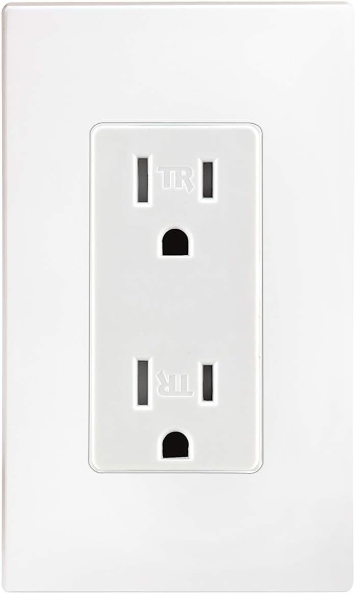 Leviton T5325-WMP 15 Amp 125 Volt, Tamper Resistant, Decora Duplex Receptacle, Straight Blade, Grounding, 10-Pack, White M22-Straight, 125 V, 2 Pole, 3 Wire, 10 pack, 10 Piece - - 