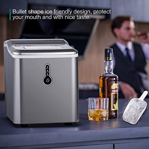 Eiswürfelmaschine, 12kg Eiswürfel 24h, Eiswürfelbereiter Edelstahl, 1L Wassertank,Eismaschine, Ice Maker 120W… – Bild 7