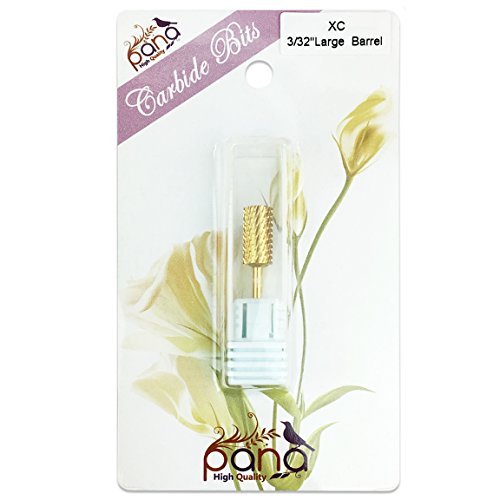 Pana 3/32" Safety Nail Carbide Bit - Gold Large Barrel Head (Grit: Extra Coarse - XC) for Electric Dremel Drill Machine