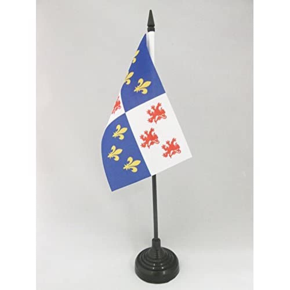 AZ FLAG - Picardy Table Flag 4'' x 6'' - French region of Picardie Office Mini Banner 100% Polyester 15 x 10 cm - Mini Desk Flag with 10'' Pole and Black Plastic Base