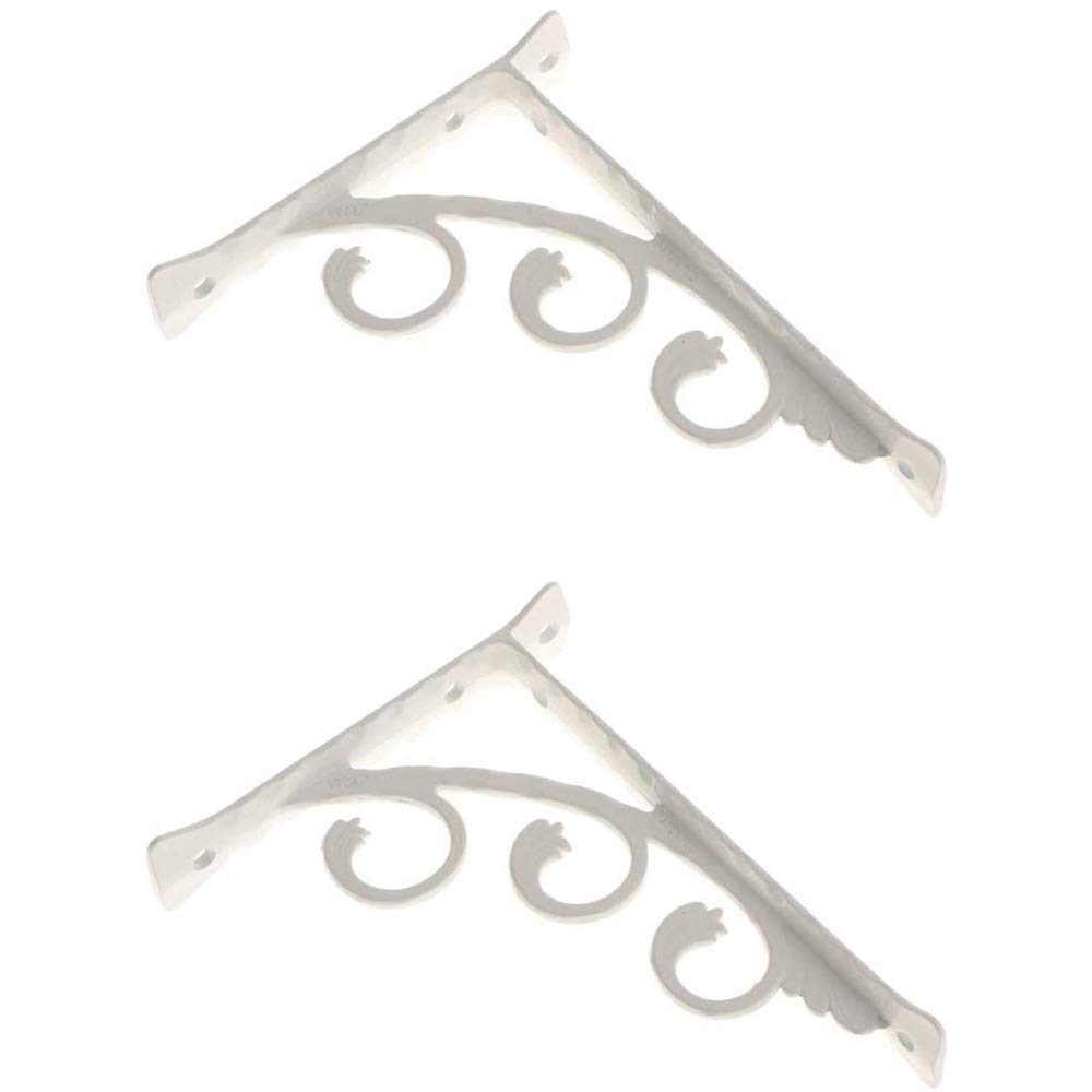 POFET 2pcs 20×25CM European Style L Shaped Wall Mounted Shelf Bracket Hanging Holder Brackets - Wall Mounted Floral Shelf, 90Degree - Brackets Wall - White