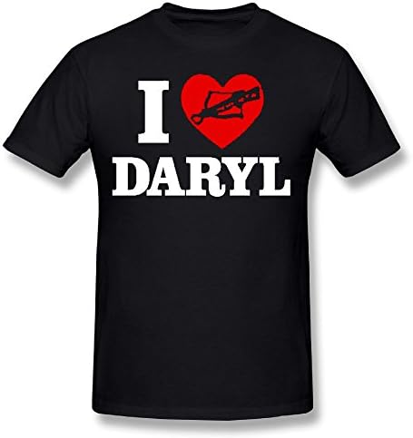 WUXJ0KKIL Mens I Heart Daryl Zombie Night Living TV Show Funny Tshirt Black Size S