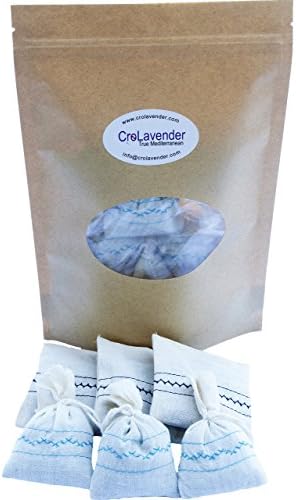 Cro Lavender Sachets 6 pack In Craft Bag True Mediterranean 100% Natural Dry Flower Buds In Hand Filled Ivory Cotton Bulk Bags For Home Gifts Aromatherapy Stress Relief