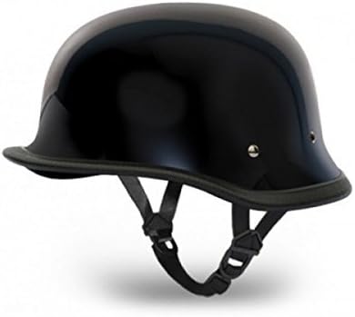 Ezip German Retro style Glossy Black Half Helmet World War Inspired Free Size For Bajaj Discover 100 5G