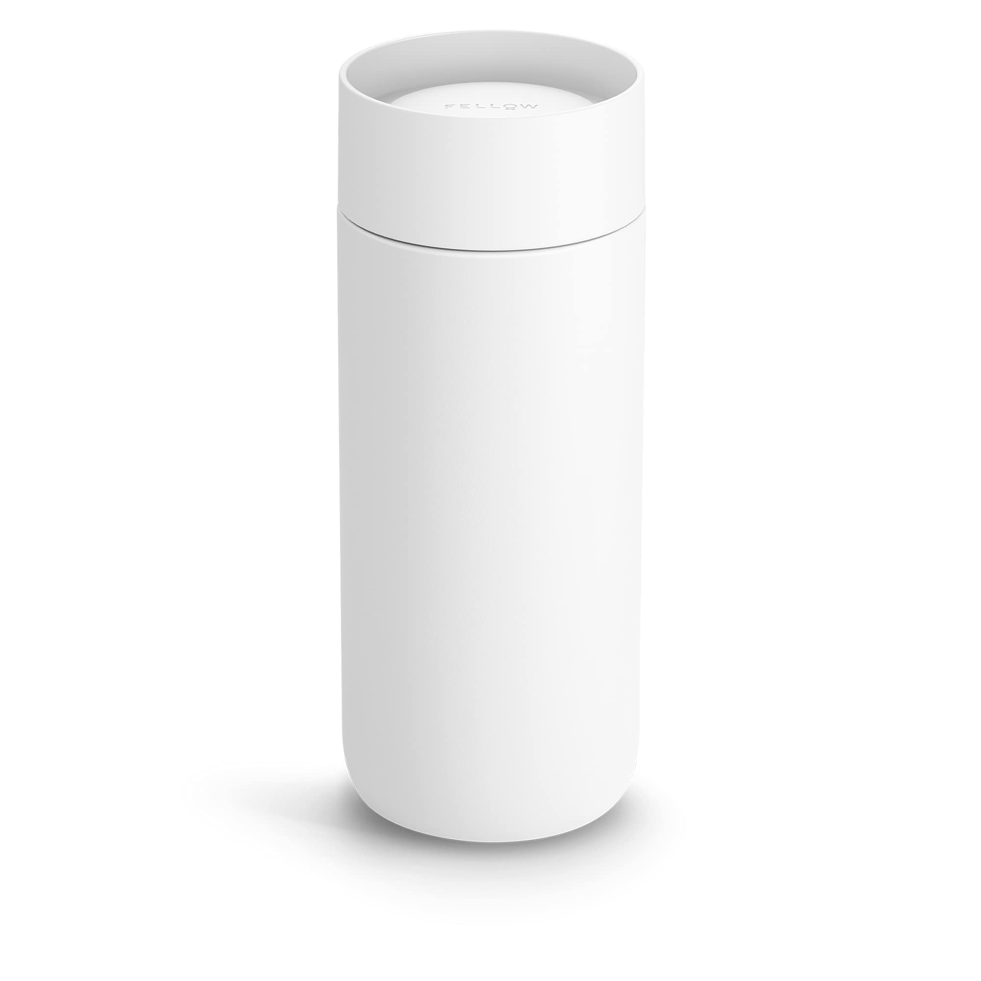 Fellow Carter Move Mug with 360º Drinking Lid - Open Top Coffee to-Go Mug with Ceramic Interior, Vacuum Insulated Stainless Steel, Matte White, 16 oz Cup
