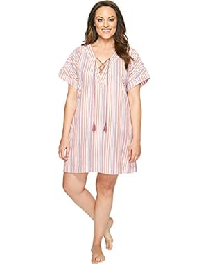 Womens Plus Size Lace-Up Caftan