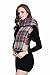 Buttons and Pleats Women Plaid Blanket Shawl Scarf for Fashion Wear & Winter