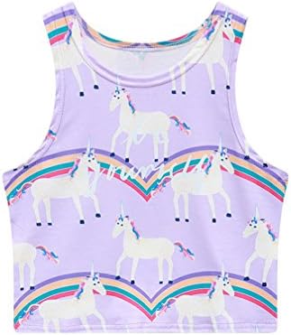 2016 Pastel Crop Tops Little Unicorn with Rainbow Print for Women