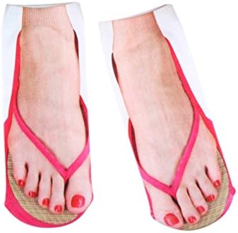 UmayBeauty Girls Women Ankle Sock 3D Printed Flip Flops Pattern Printed Low Cut Cotton Socks