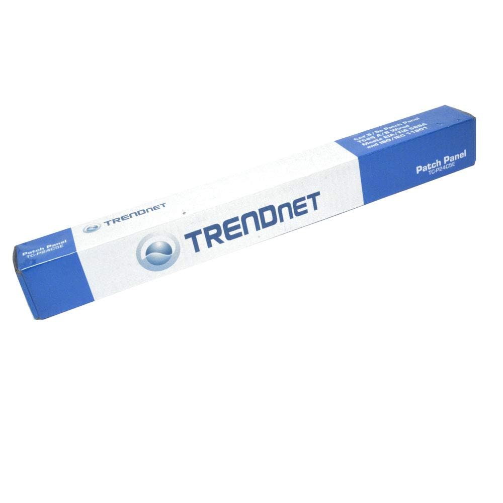 TRENDnet TC-P24C5E Patch Panel 24 Port Cat5/5e RJ-45 UTP Unshielded Wall Mount or Rack Mount 100MHz Cat 5e Crown Connectors Colour Coded Labelling