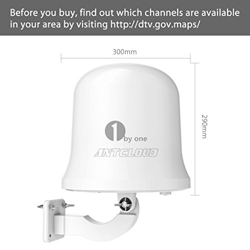 1byone-Antcloud-Outdoor-TV-Antenna-with-Omni-directional-360-Degree-Reception-Amplified-75-Miles-IndoorAtticOutdoorRV-Digital-TV-Antenna-for-FMVHFUHF-Anti-UV-Coating-26ft-Coaxial-Cable-White