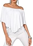 Merryfun Women's Top Off The Shoulder Loose Casual Ruffle Tunic Blouse Shirt