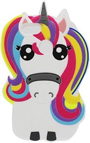 EarthNanLiuPowerTu Huawei Y6 Pro 2017 Case, Case for Huawei Y6 Pro 2017, 3D Cartoon Cute Design Soft Silicone Rubber Gel TPU Soft Bumper Protective Skin (Rainbow Unicorn White)