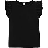 LYQTloml 12m-7Y Toddler Baby Girls Ruffle Sleeve Shirt Plain Solid Sleeveless Tshirt Top Blouse Kids Casual Clothes