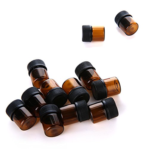 1/4 Dram AMBER Glass Vial Screw Cap w/ Orifice Reducer Pack of 24