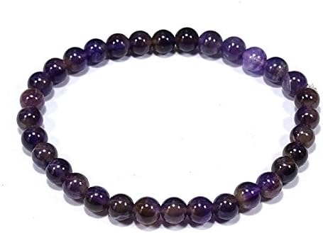 Sahiba Gems Handmade Round 100% Natural Amethyst 6 mm Beads Bracelet for Healing and Reiki for Men/Women