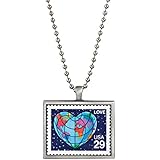 American Coin Treasures A World of Love United States Postage Stamp Ball Chain Pendant Necklace