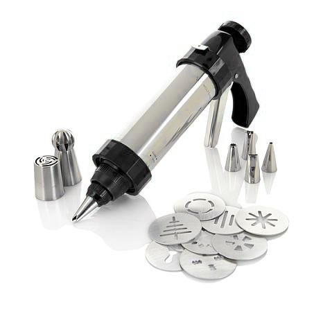 Wolfgang Puck 15-piece Cookie Press Set with Decorating Tips 558-685-001 Black